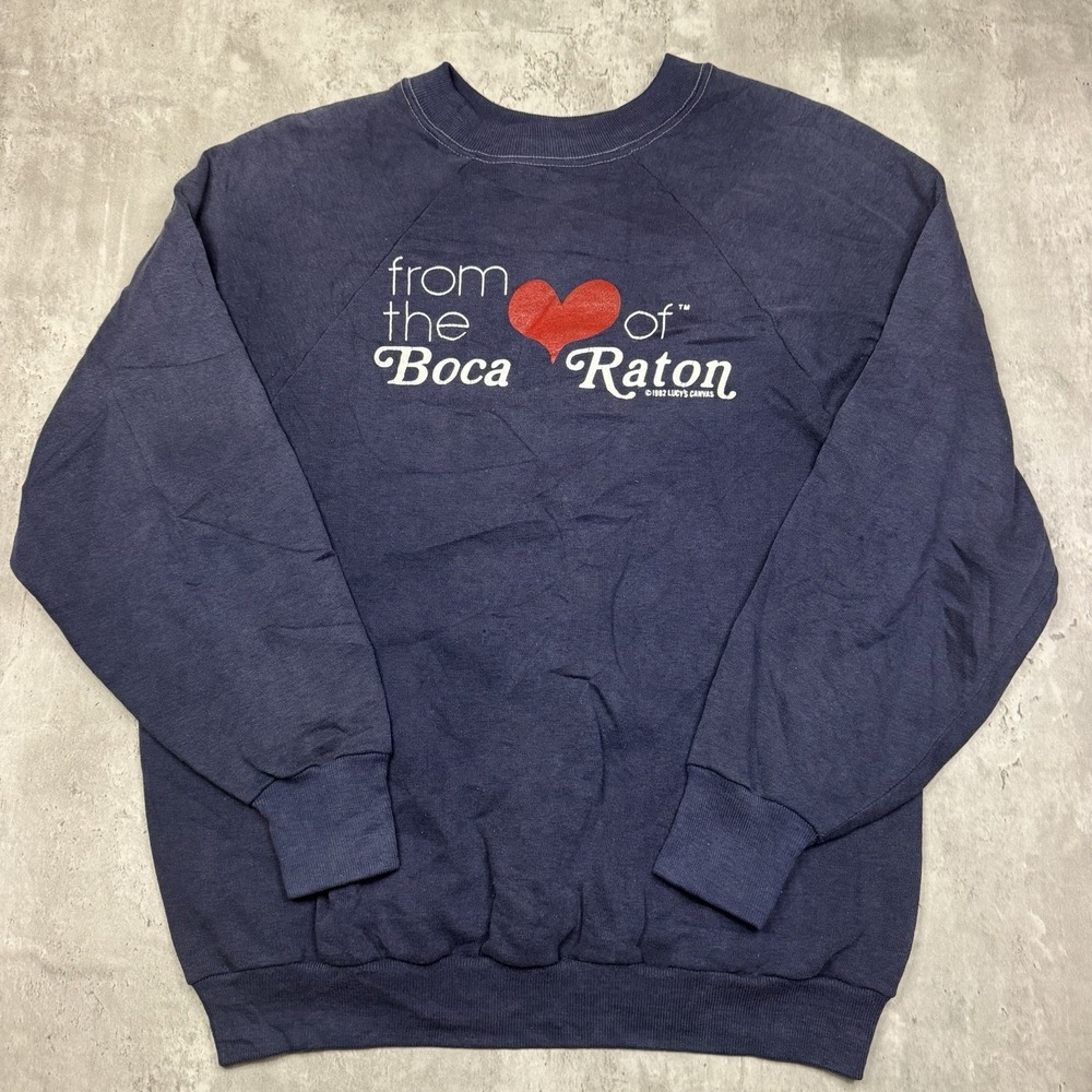 Vintage 80s From The Heart Of Boca Raton 1982 Blue Sweatshirt Crewneck Size M